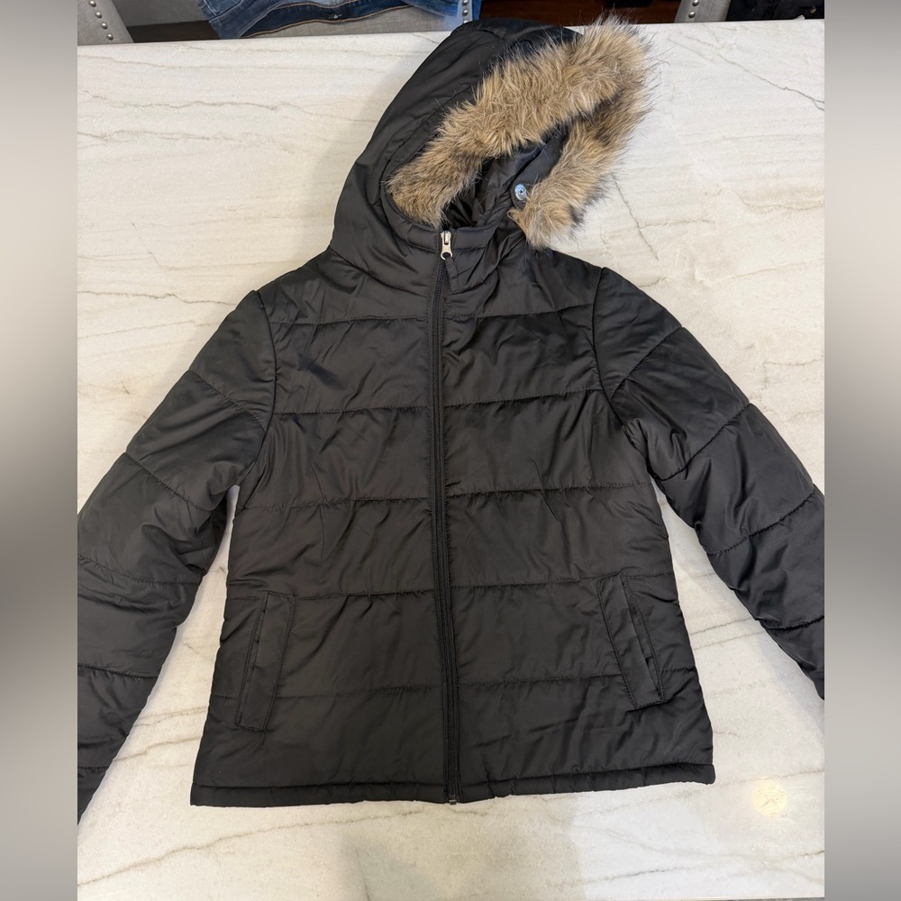 Merona Black Jacket with Faux Fur Trim